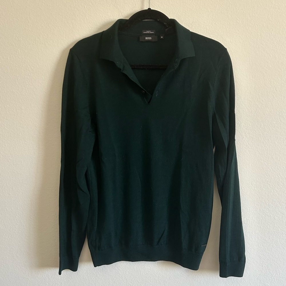 🌸DONATING 10/3🌸 Hugo Boss Sweater Slim Fit Merino Wool Polo Collar